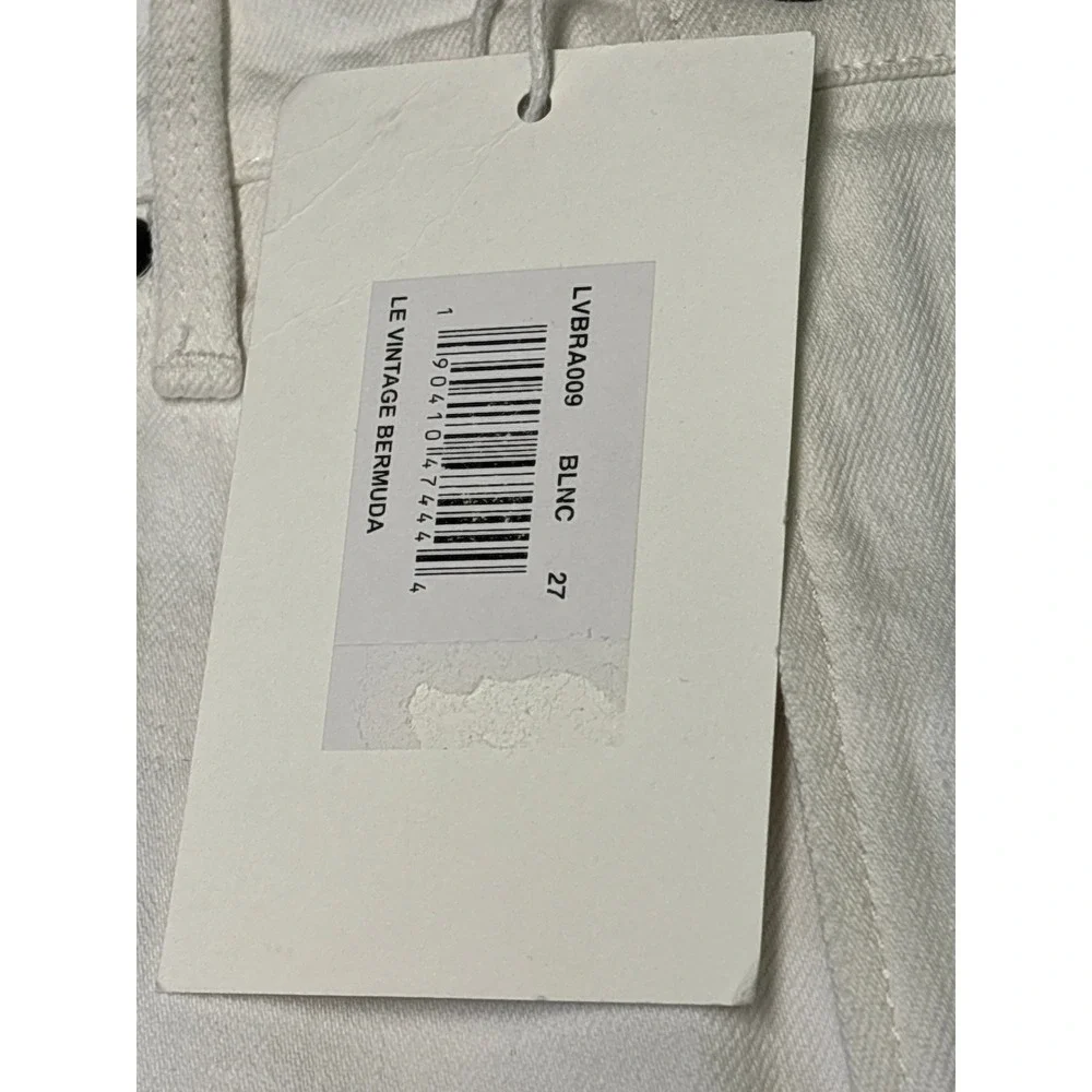 NWT FRAME Le Vintage Bermuda White Denim Shorts Raw Hem Blanc Womens Size 27X11